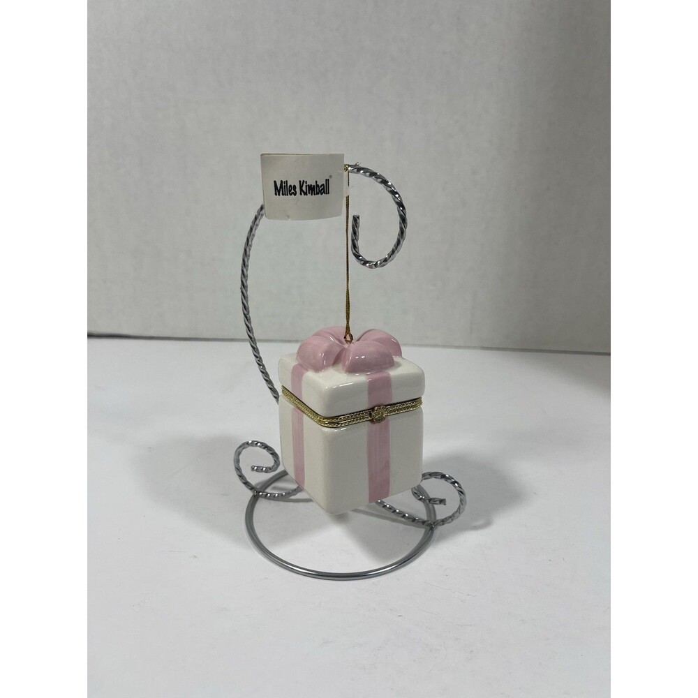 Miles Kimball Porcelain Trinket Box Christmas Ornament NIB